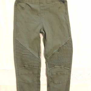 Olive green Moto leggings zipper ankle